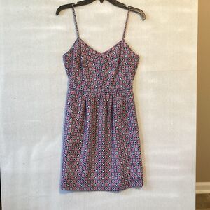 j crew dress 0 geometric spaghetti straps multicolor